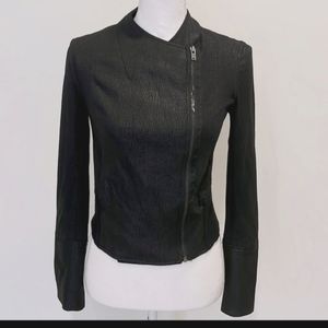 EXPRESS Faux Leather Embossed Moto Jacket - Black - size M